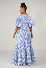 Load image into Gallery viewer, Stripe Bow Tie Maxi Dress