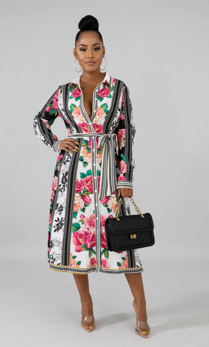 Rose Button-Up Maxi Dress