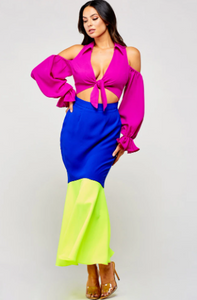 Neon Block Maxi Dress