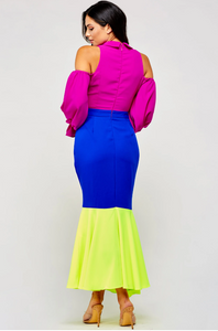 Neon Block Maxi Dress